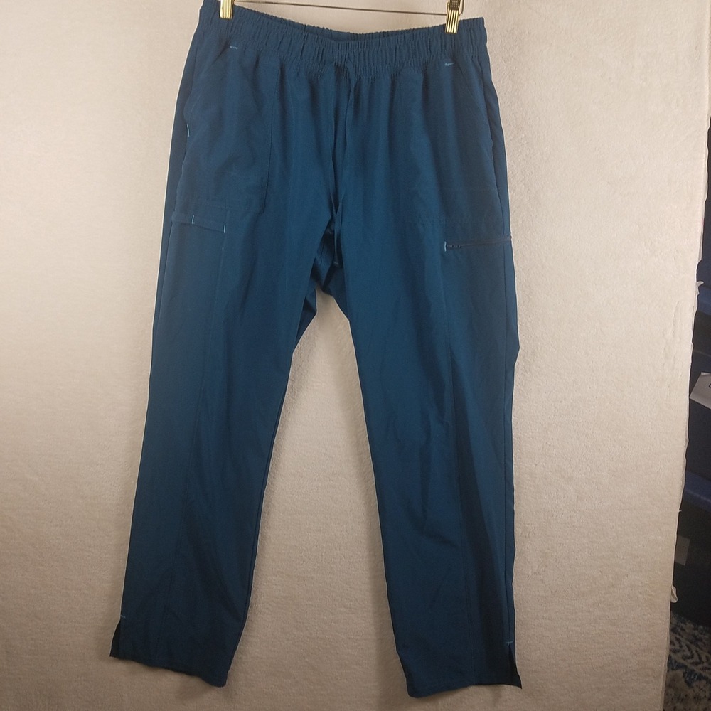 Scrubstar Womens Teal Blue Cargo Scrub Pants Large Elastic Waist‎ Drawstring